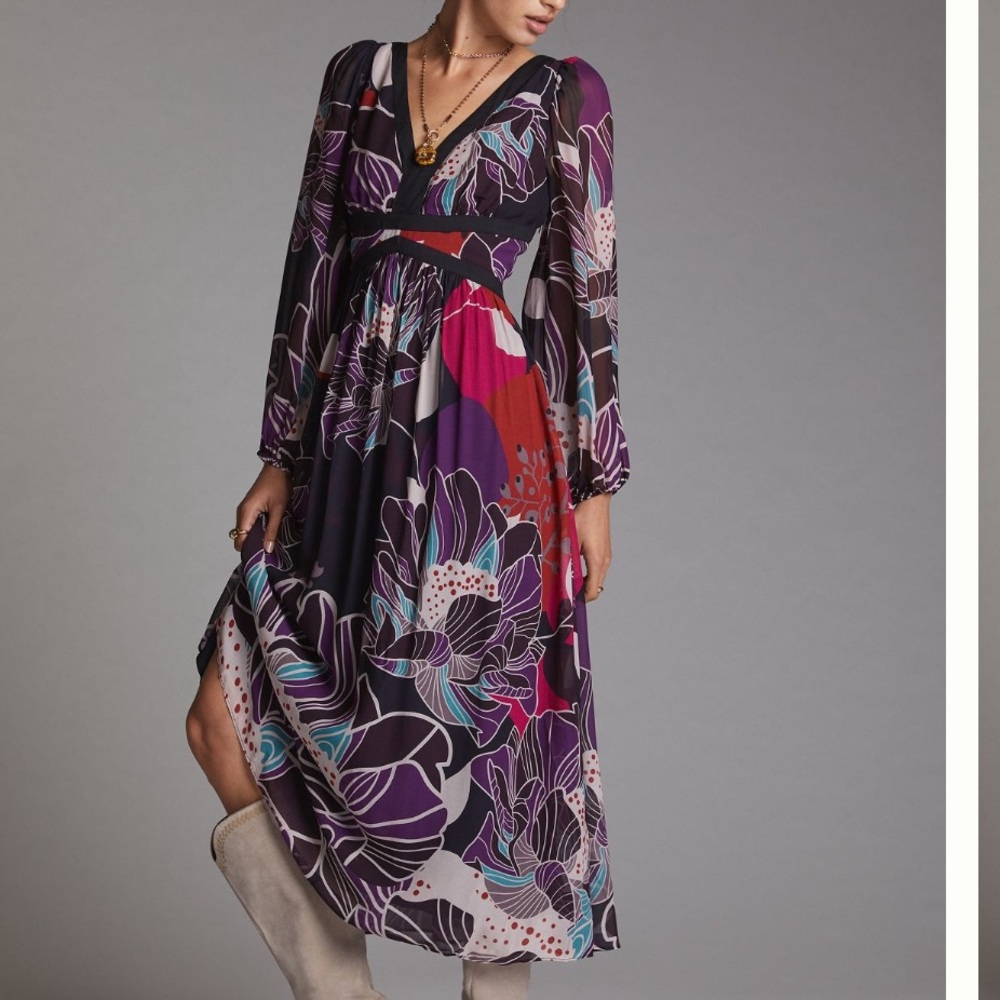 Anthropologie let me be floral midi dress